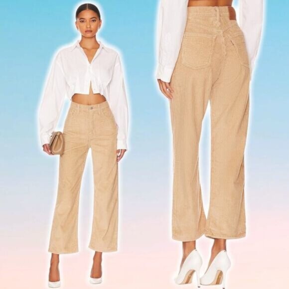 NWT LEVI'S Premium Ribcage Straight Ankle Corduroy Pants Sz 25 Granola - Picture 1 of 10